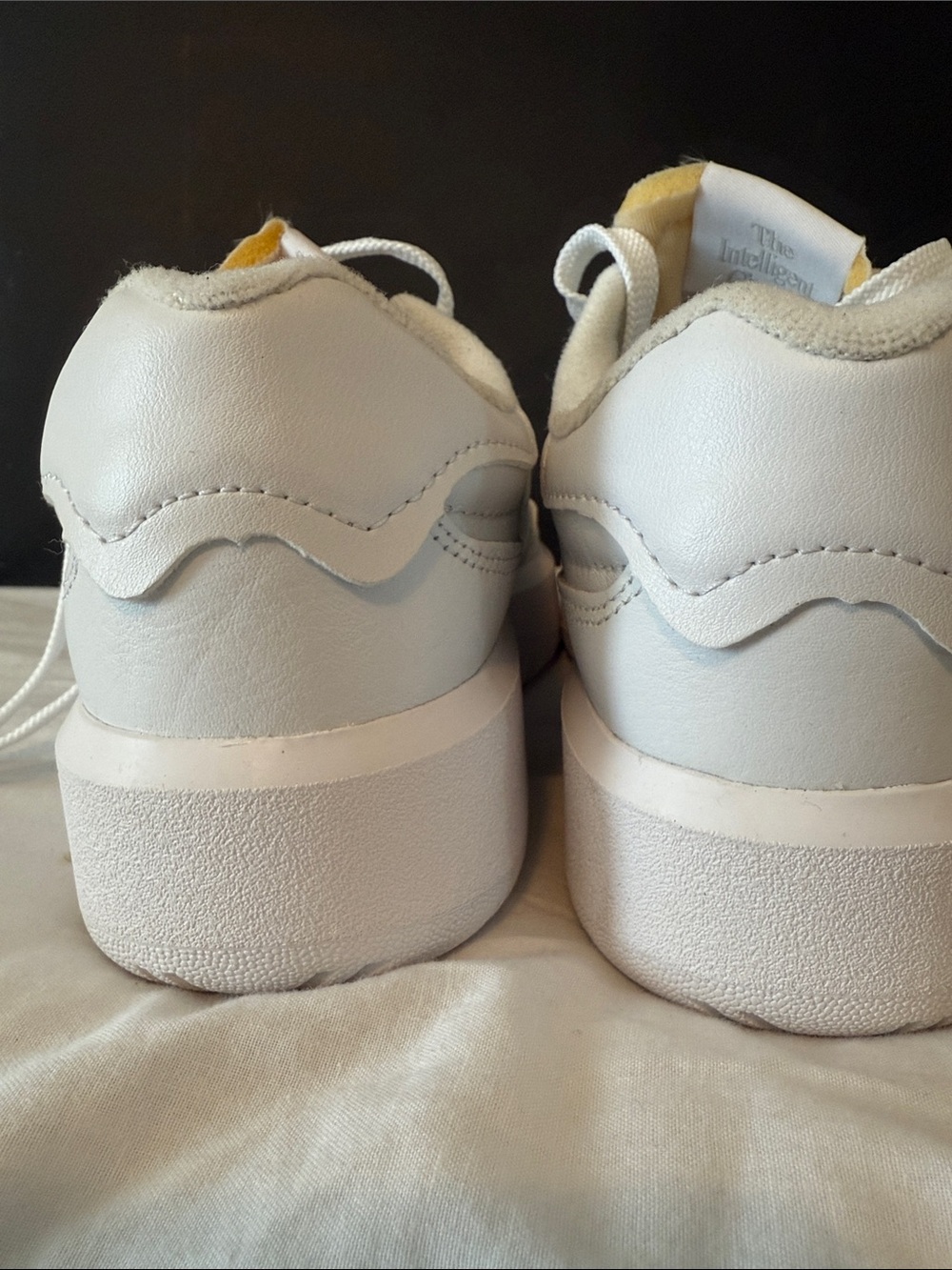 New Balance Women's White Leather Platform Sneakers - Picture 3 of 5